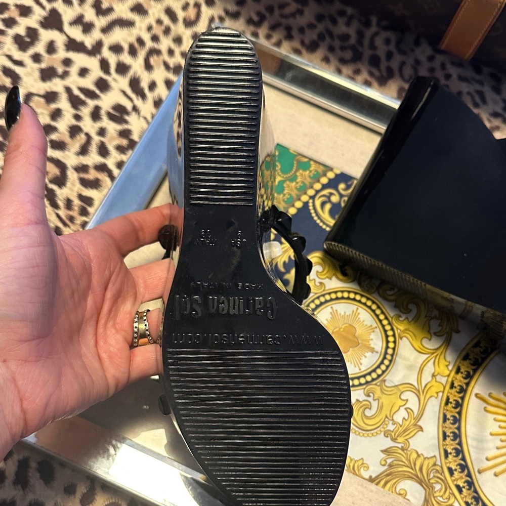 Carmel Sol Tonino Black Platform Sandals Made in Italy - Picture 4 of 4